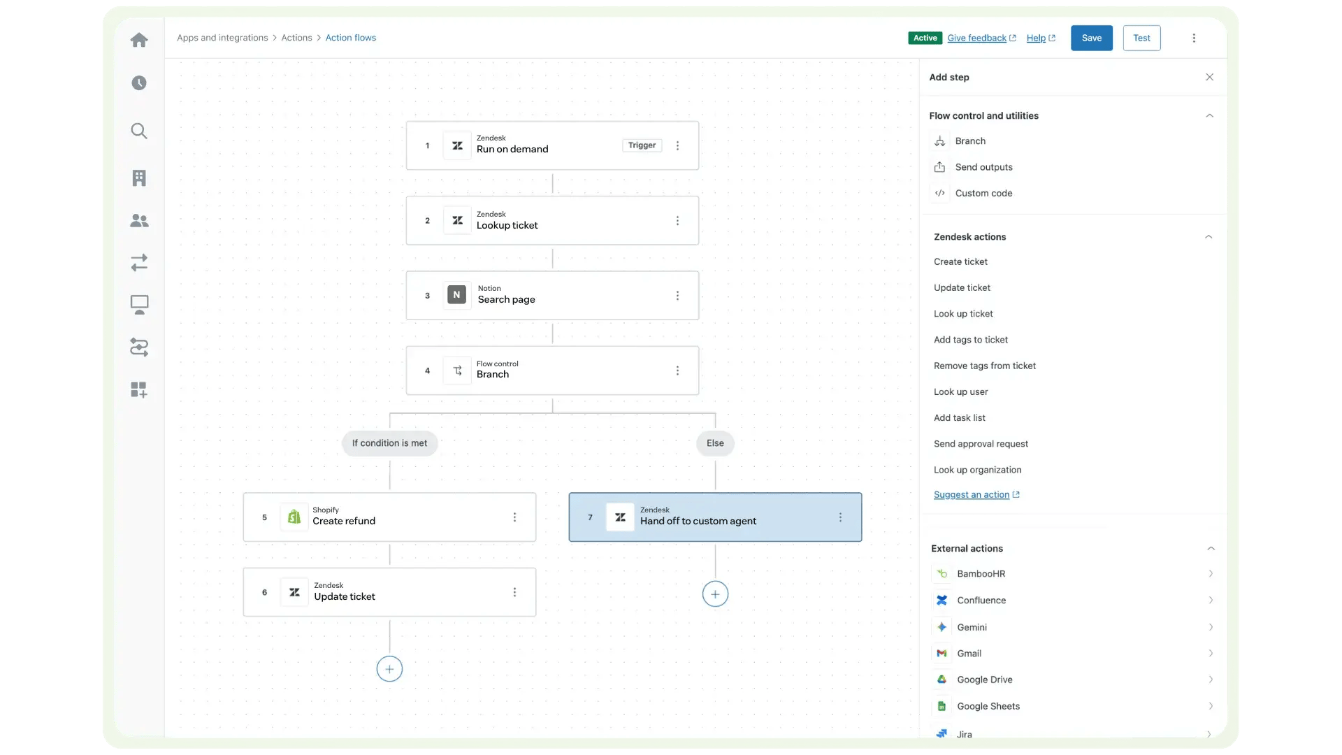 Action flows for AI agents