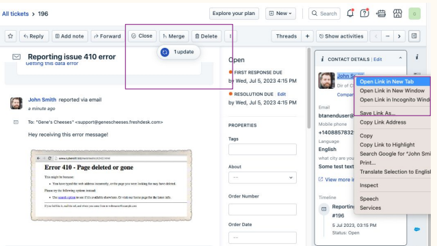 Freshdesk sitt brukergrensesnitt