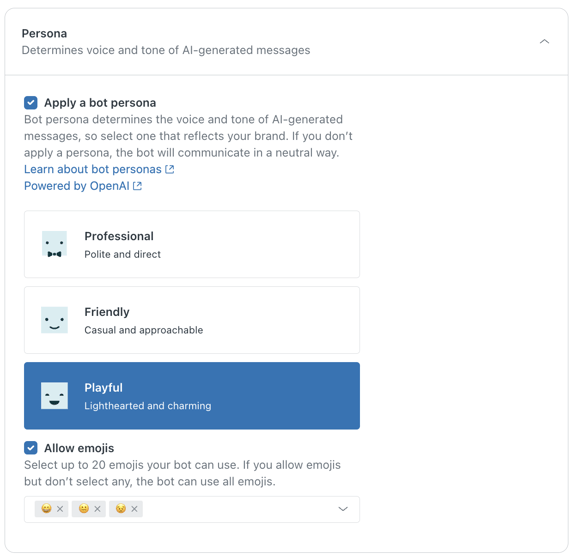 Velg personlighet for Zendesk boten din