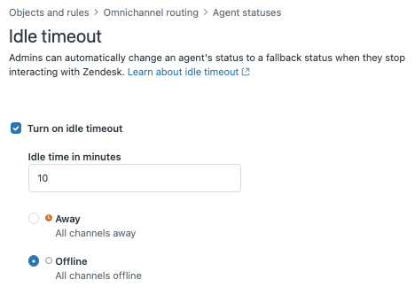 Zendesk idle timeout