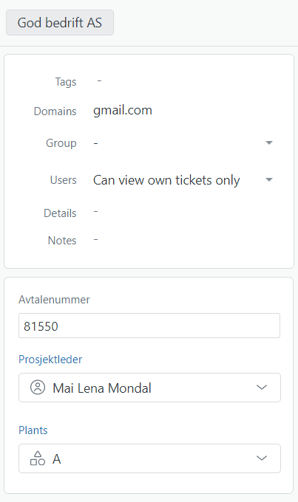 organisasjonsfelt i Zendesk