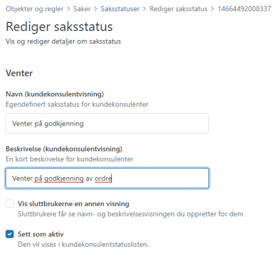 Redigere Zendesk saksstatus