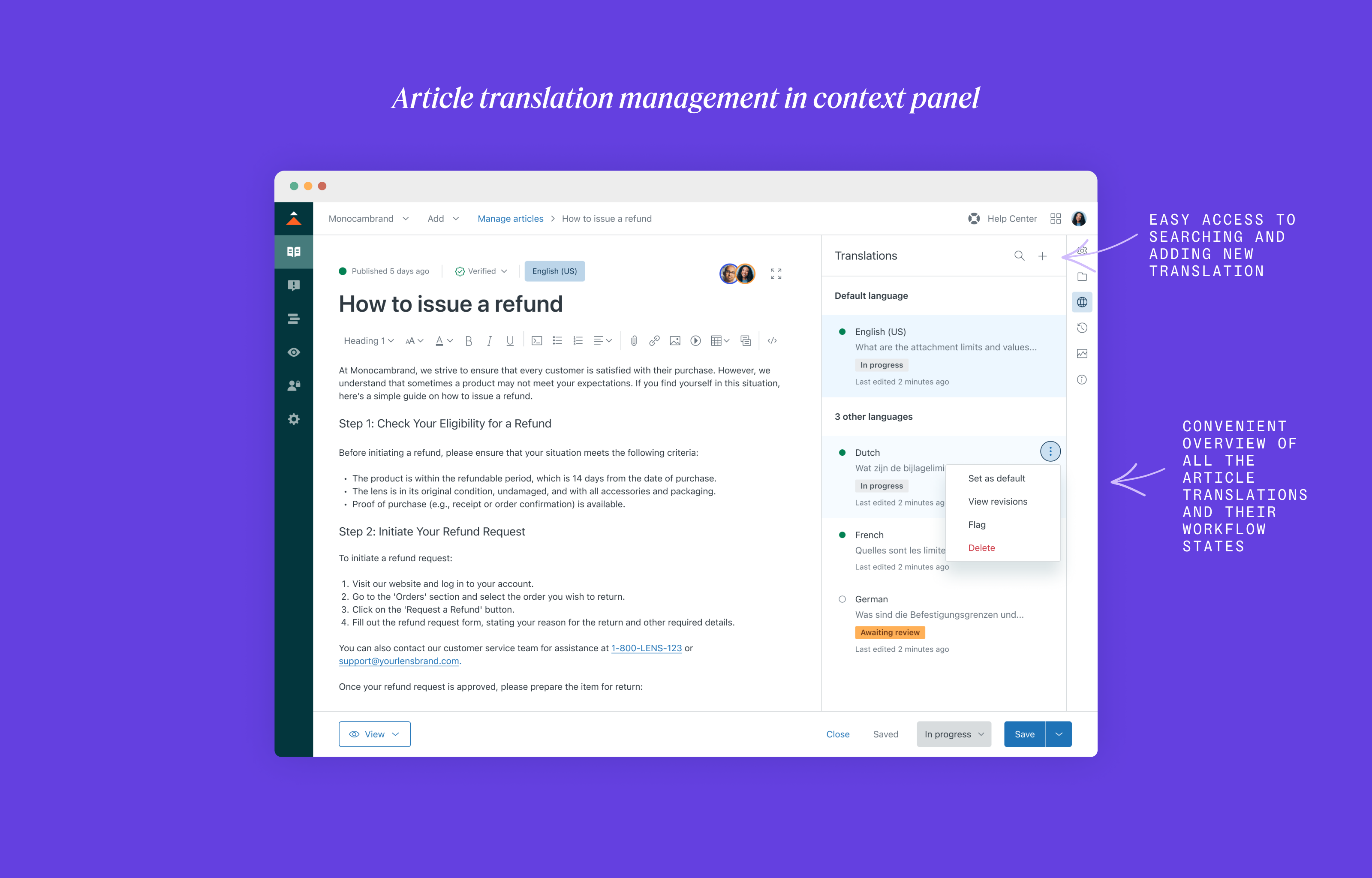 Zendesk Guide translations
