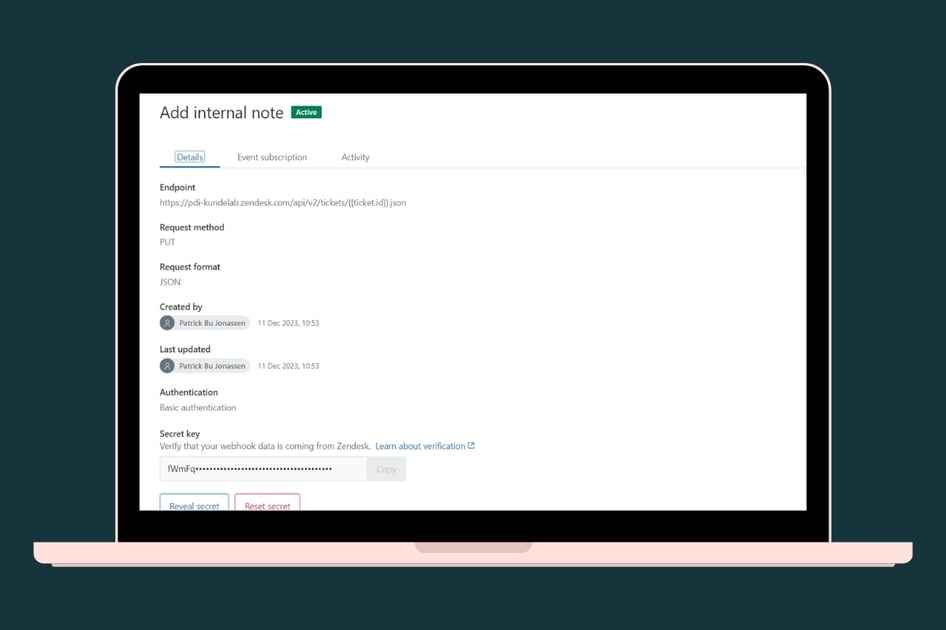 We will help you configure Zendesk webhooks